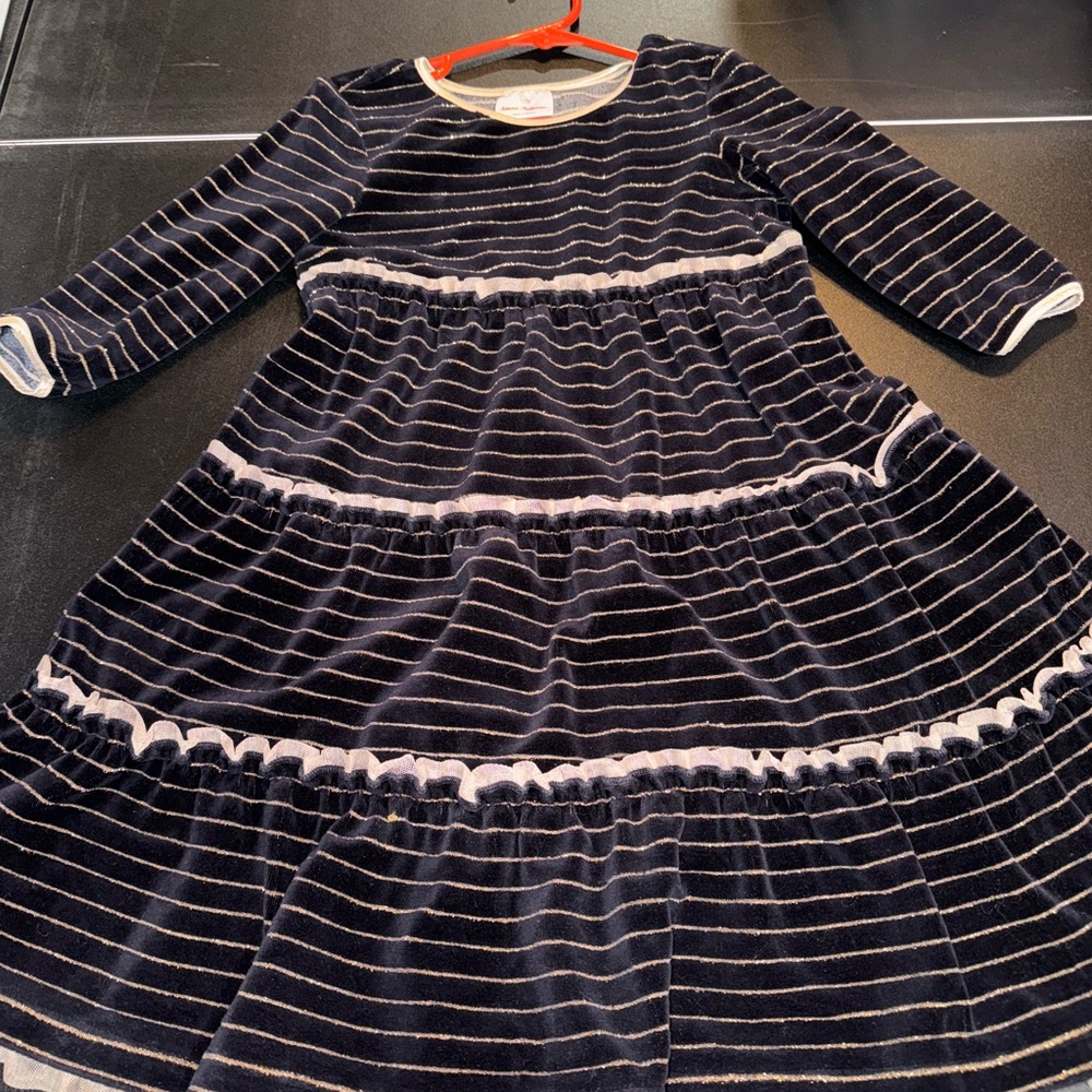 Hannah Andersson black and gold striped dress